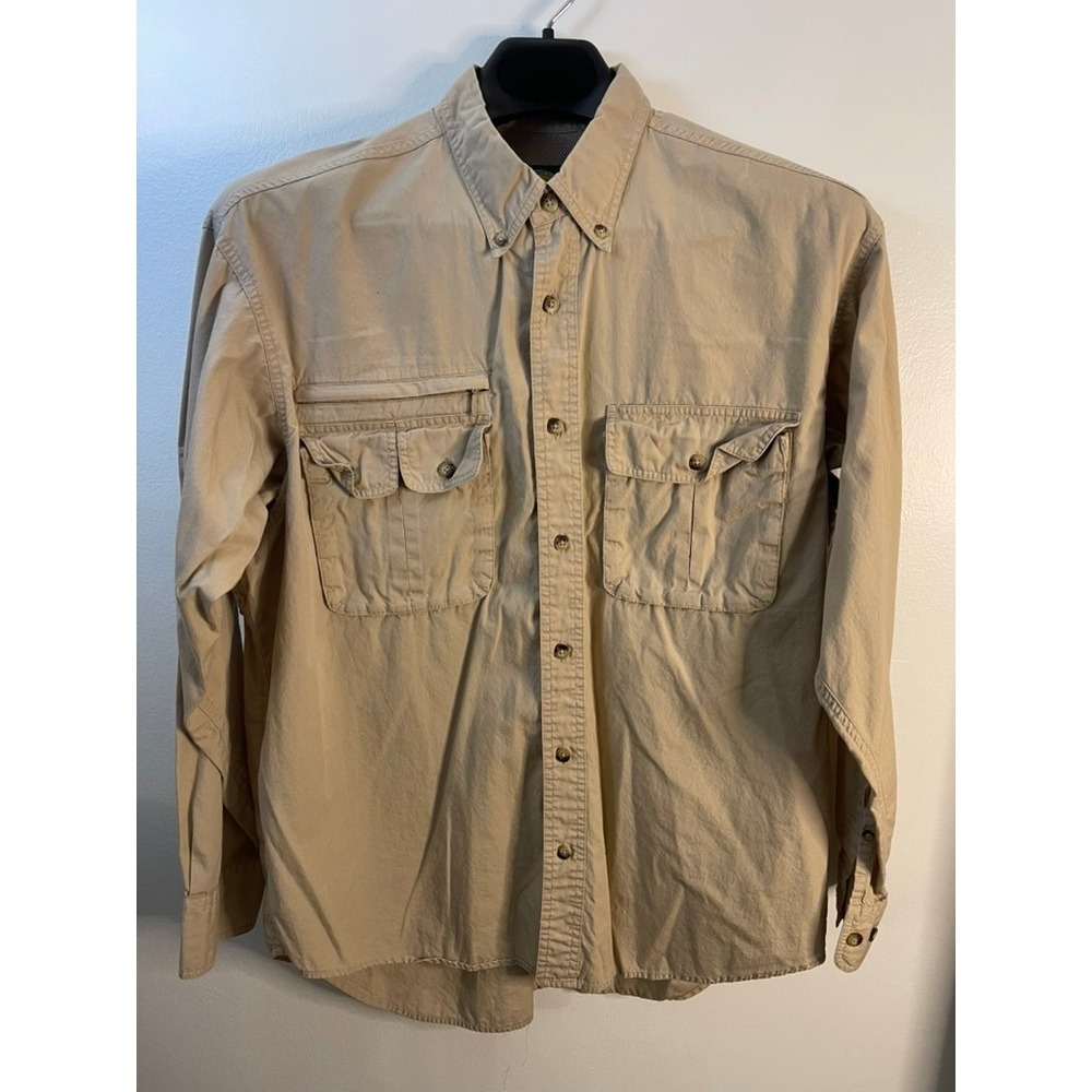 Cabelas Mens‎ Long Sleeve Button Down Shirt Khaki Tan Outdoor Gear Size L